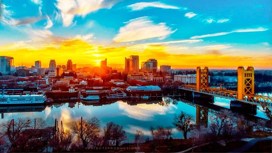 Sunset Over Sacramento Background