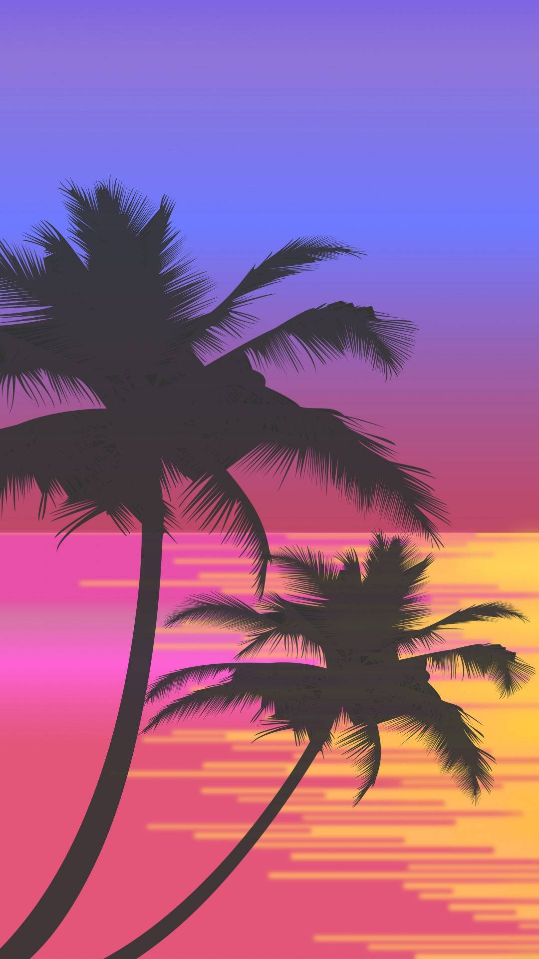 Sunset Palm Tree Graphic Art Background