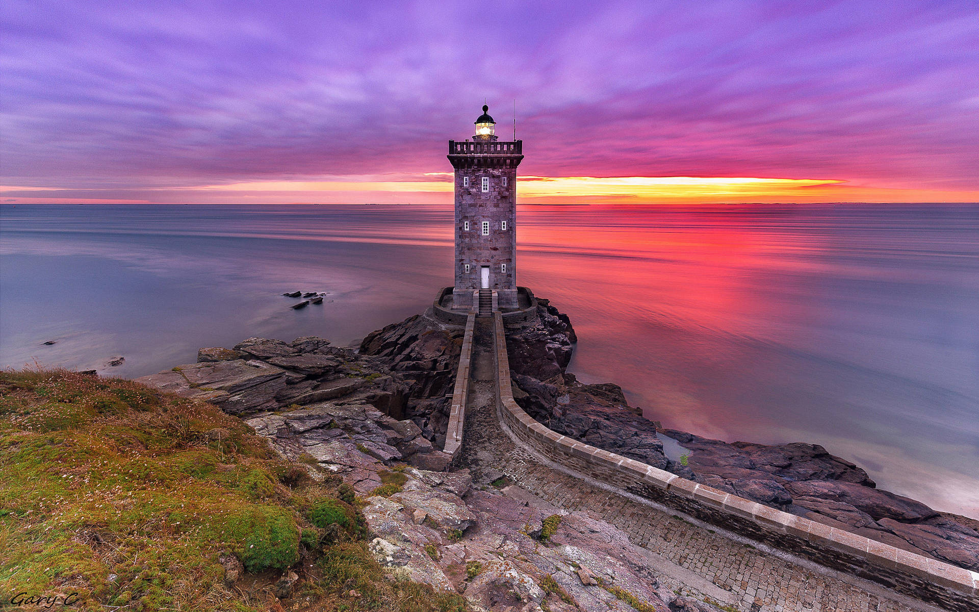 Sunset Path To Lighthouse