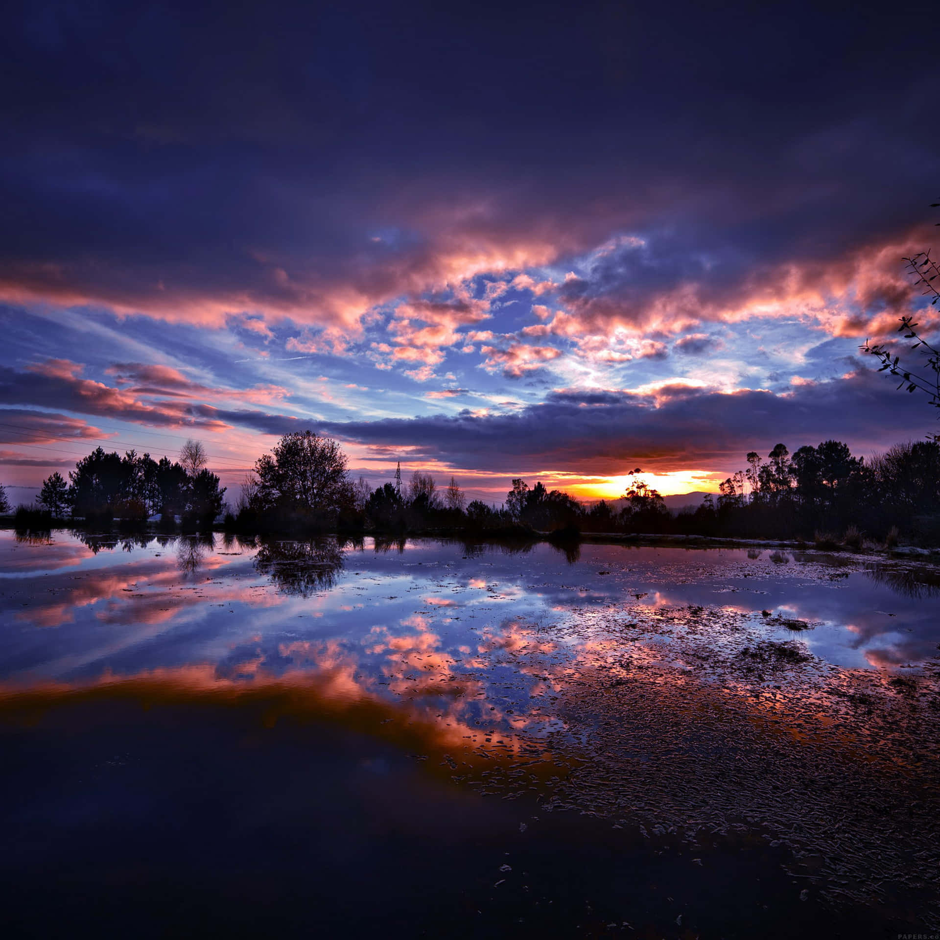 Sunset Reflected In A Lake Background