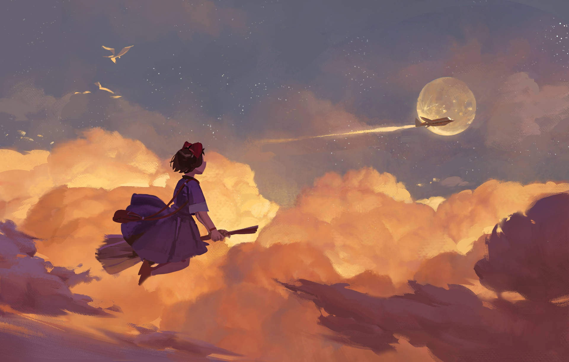 Sunset Ride From Kikis Delivery Service Background