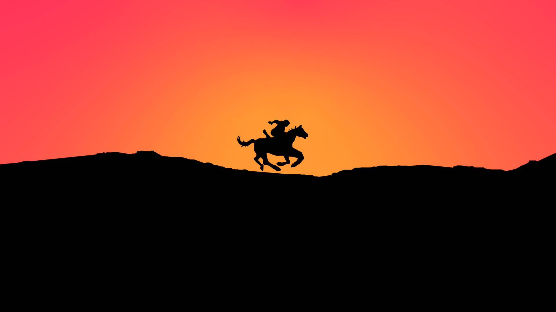 Sunset Rider Minimalist Laptop Art Background