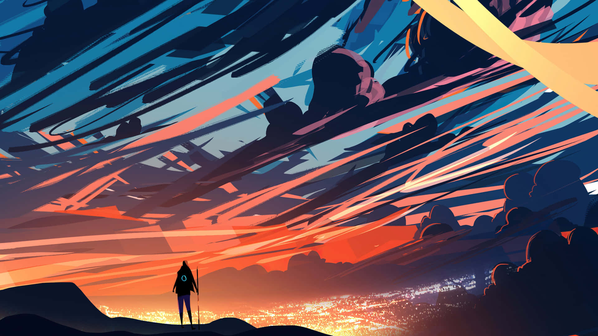 Sunset Rocket Launch Artwork Background