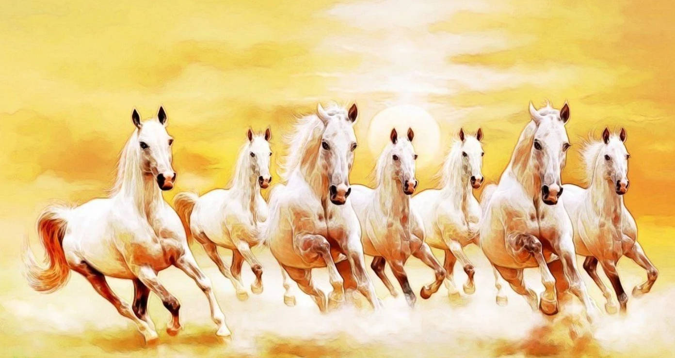 Sunset Seven Horses Background