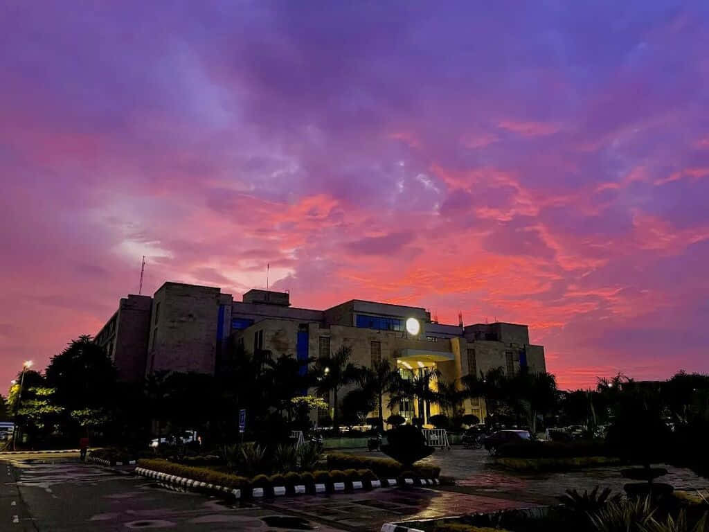 Sunset Silhouette A I I M S Building Background