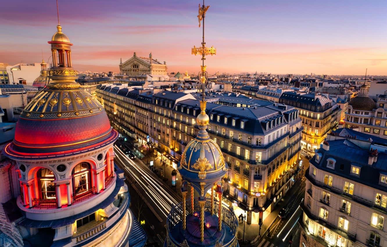 Sunset Skies Over The Paris Opera House