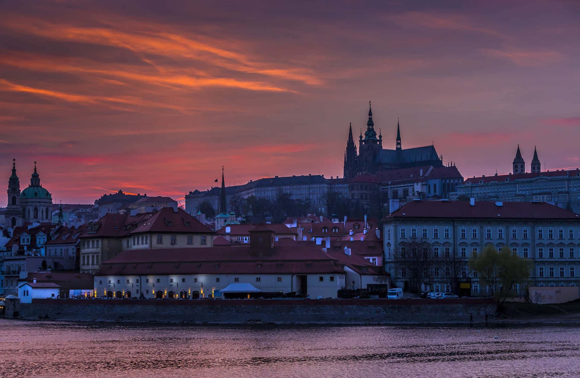 Sunset Sky At Prague Castle Background