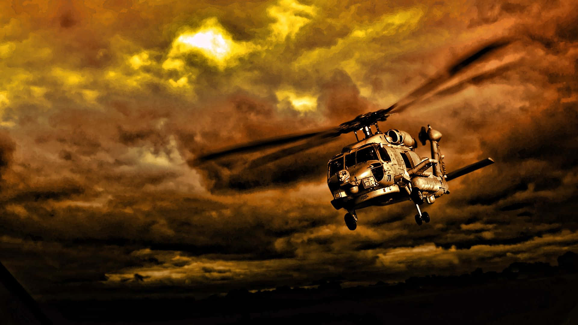 Sunset Sky Chopper Military Desktop