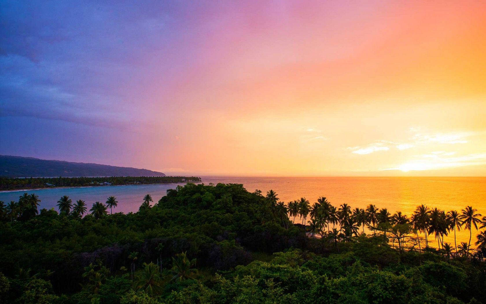 Sunset Sky Dominican Republic Forest