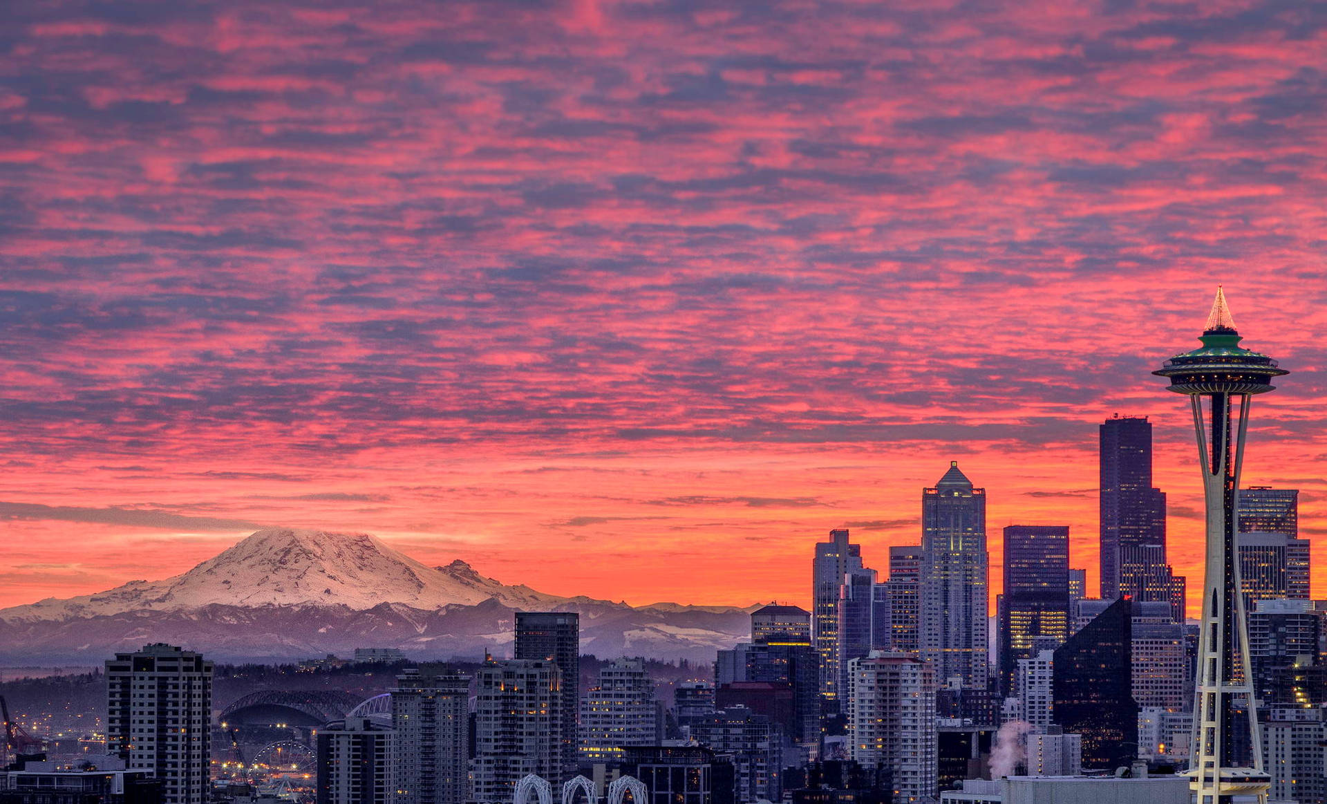 Sunset Sky In Seattle Background