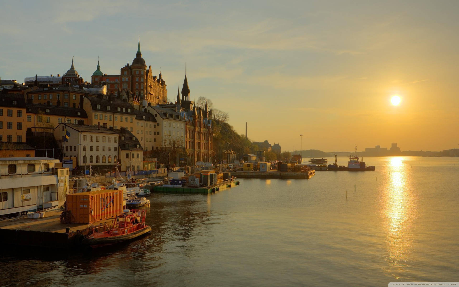 Sunset Sky In Stockholm Sweden Background