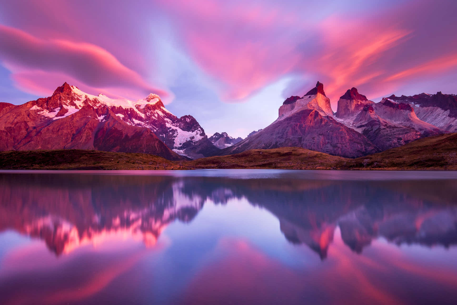 Sunset Sky In Torres Del Paine National Park Background