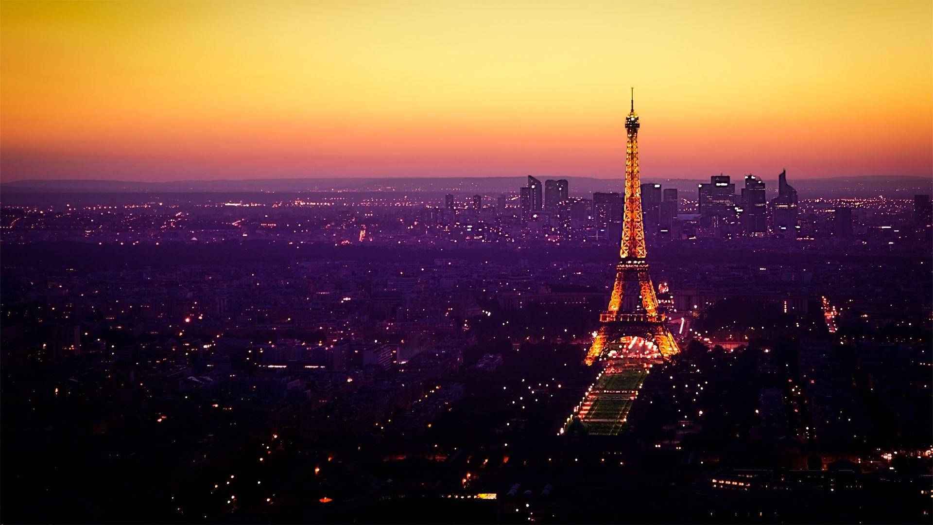 Sunset Sky Over Paris Eiffel Tower