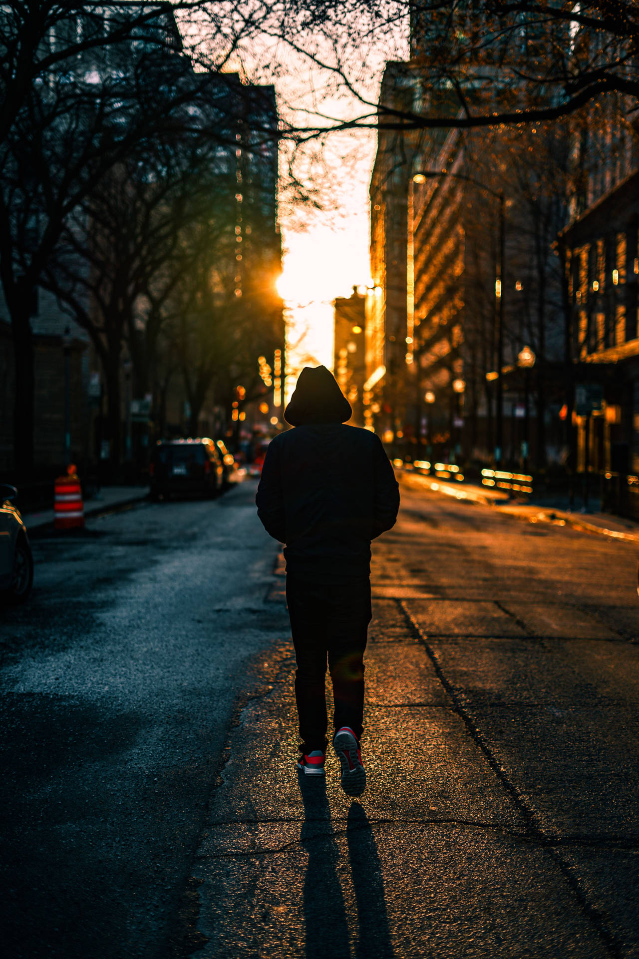 Sunset Street Person Background