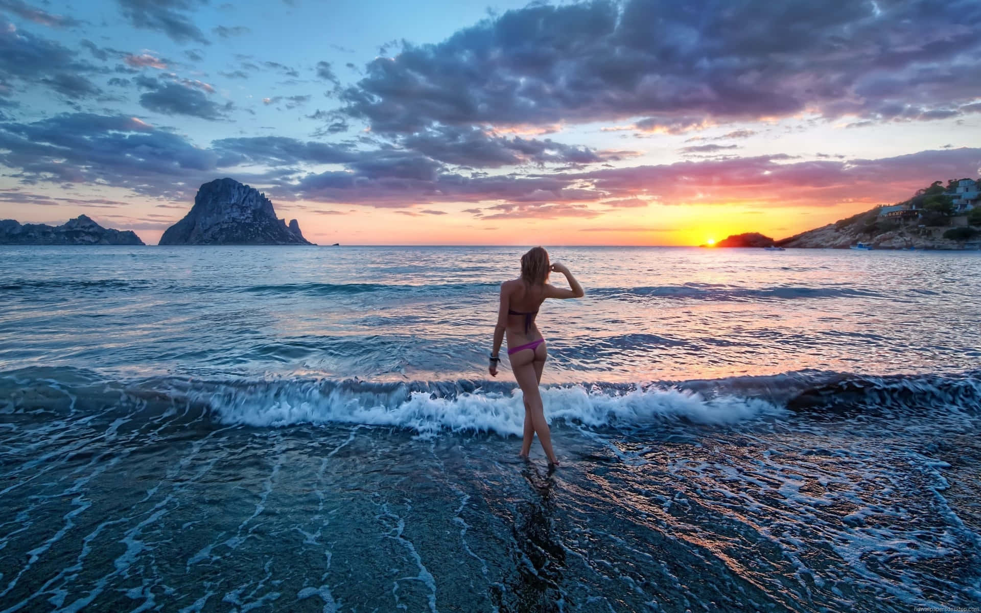 Sunset Swimsuit Model Background