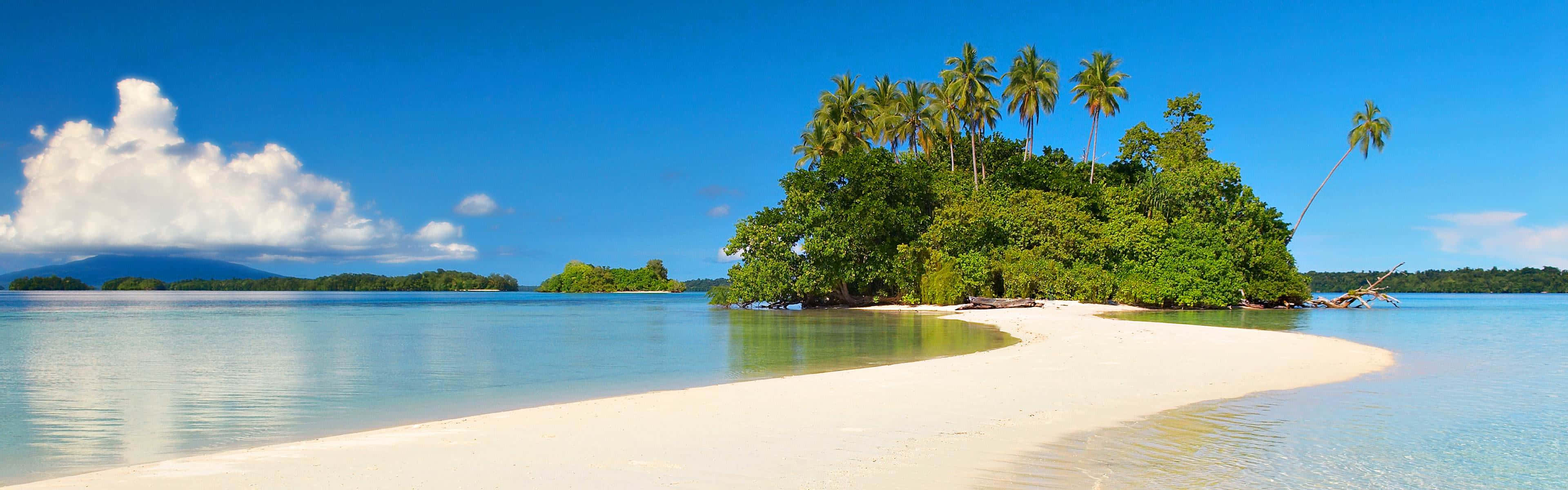 Sunset View Of A Paradise Beach Background