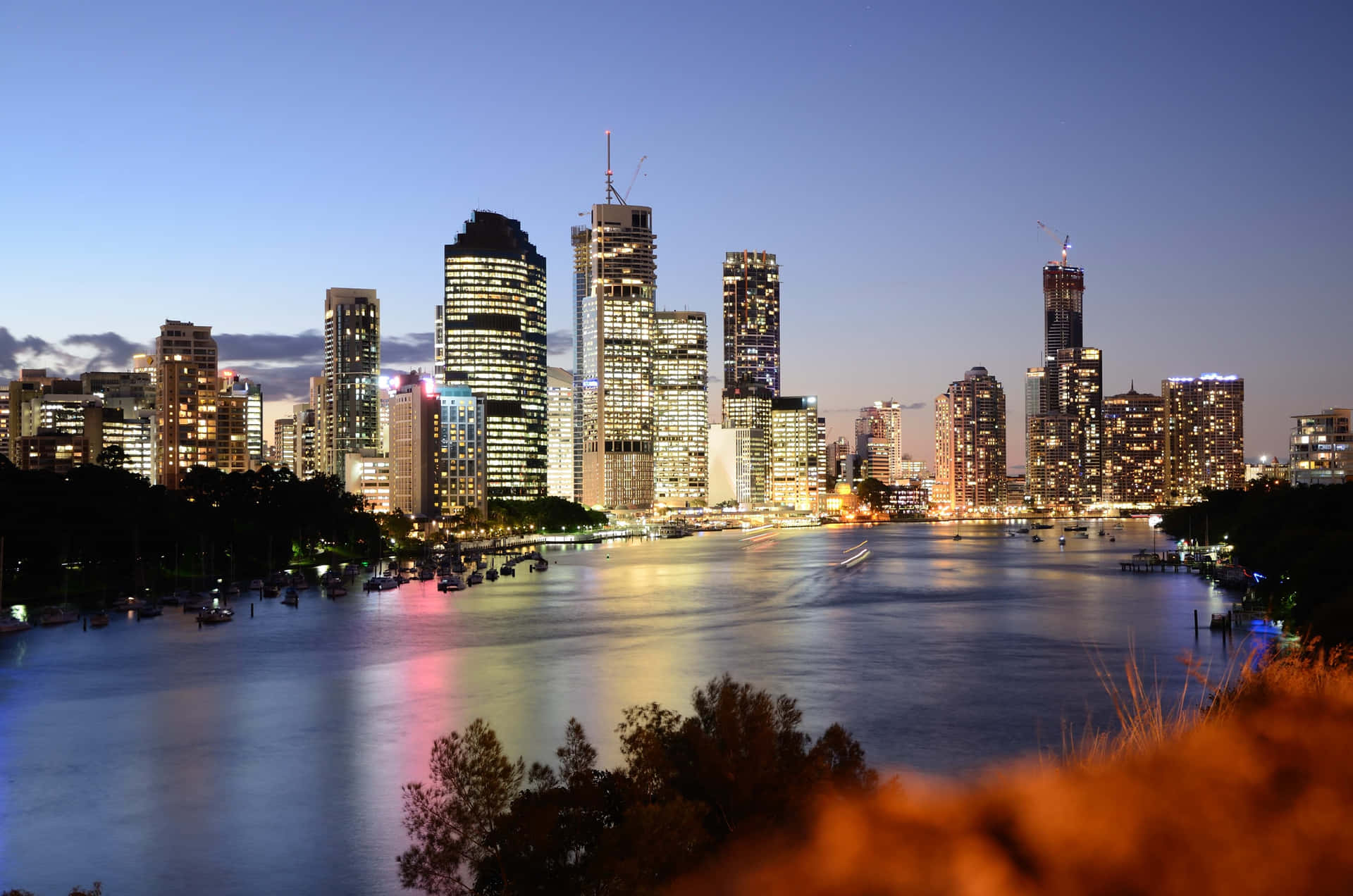 Sunset View Of The Brisbane Skyline Background