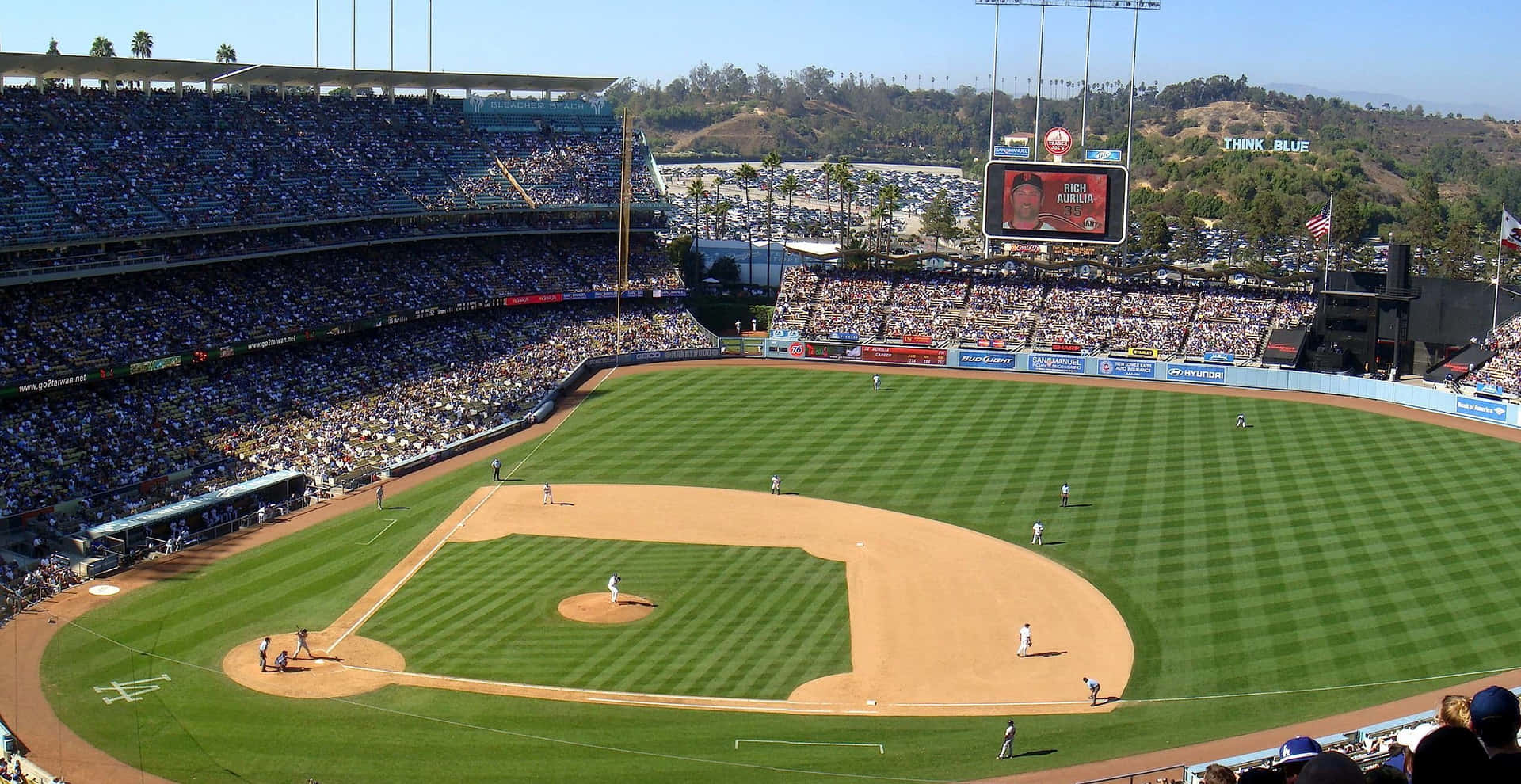 Sunset Views Of Historic Dodger Stadium Background