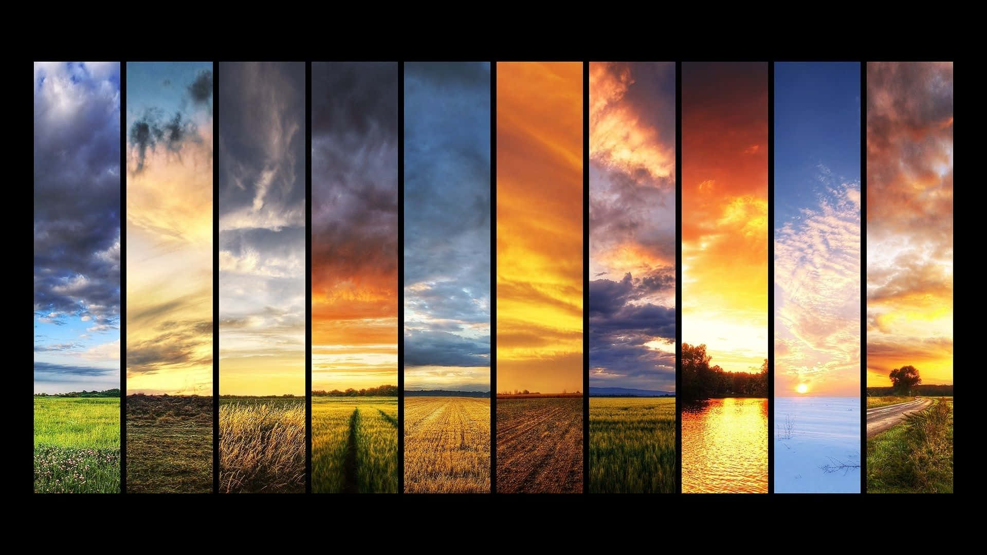 Sunset Views Panel Frames Four Seasons Background