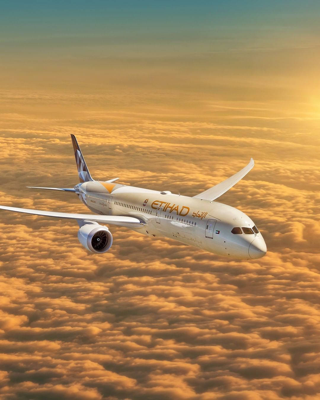 Sunset Voyage With Etihad Airways Background