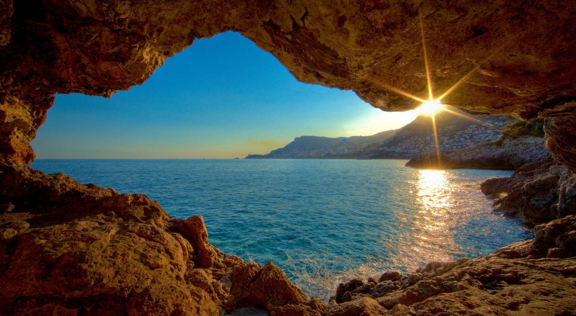 Sunshine Sea Cave Background