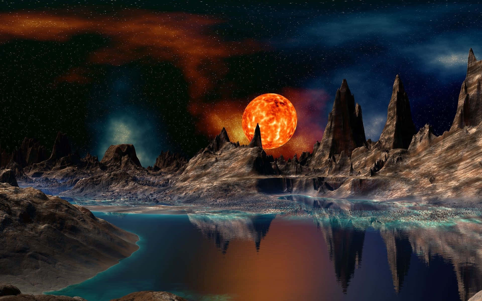 Super Cool Outer Space Landscape Fantasy Art Background