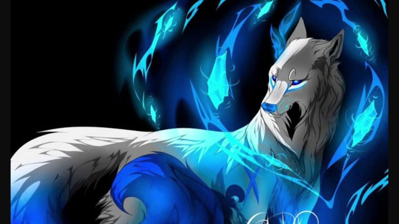 Super Cool Wolf And Blue Flames