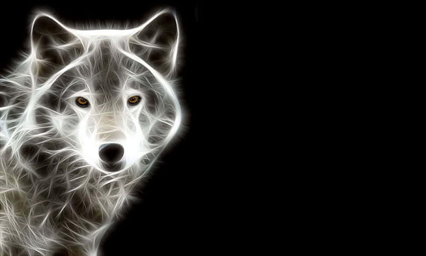 Super Cool Wolf Black Background