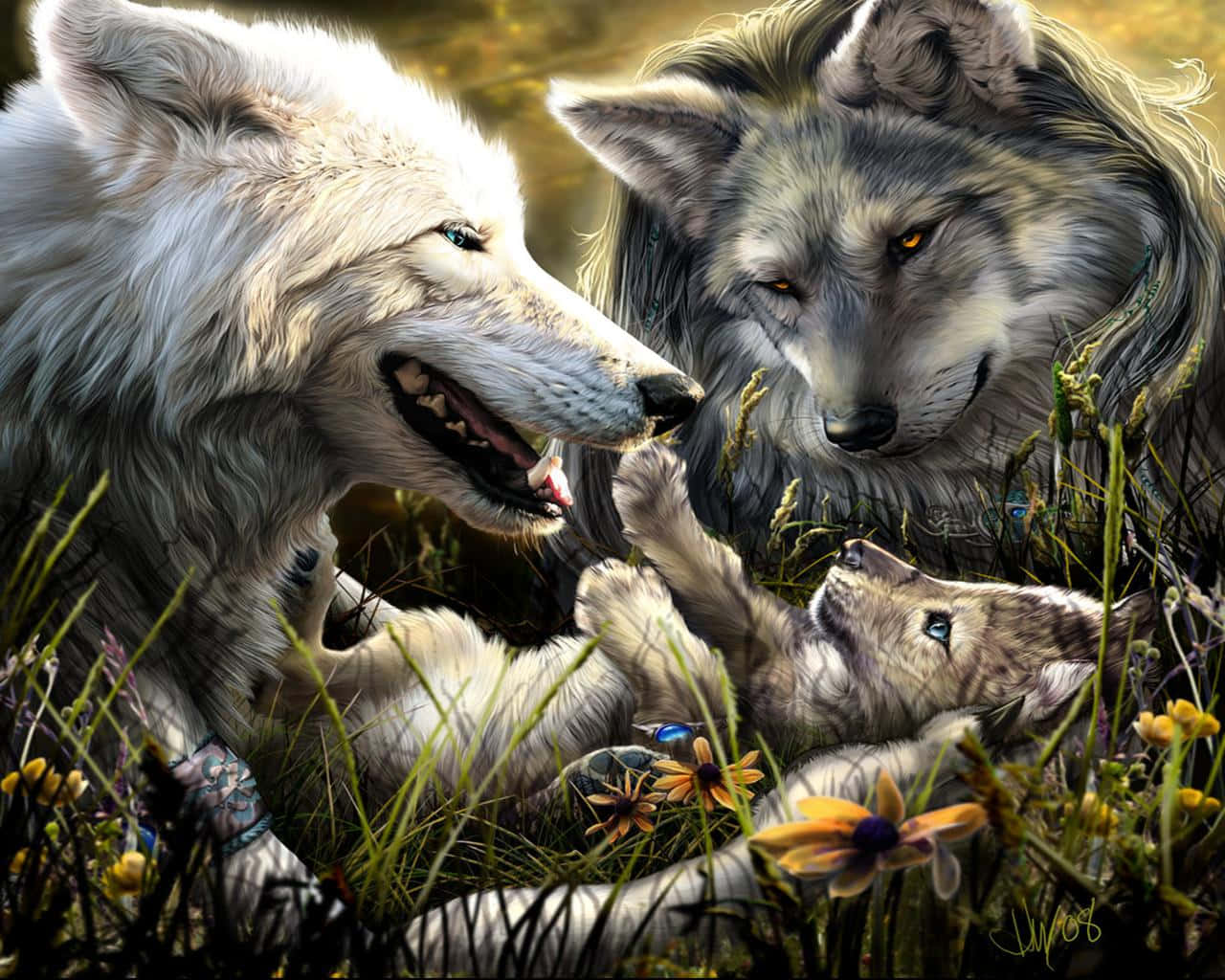 Super Cool Wolf Family Background