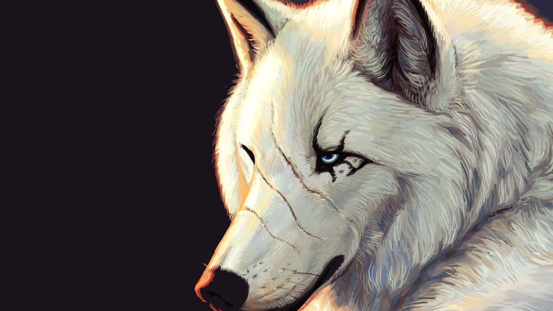 Super Cool Wolf With Scar Background