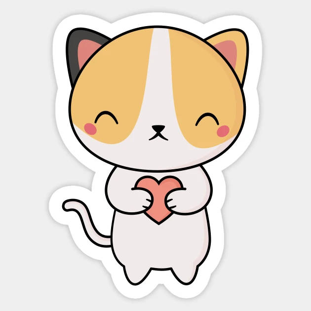Super Cute Cat Holding Kawaii Heart Background