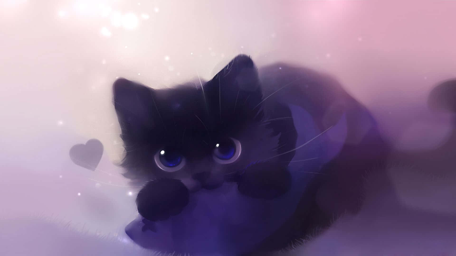 Super Cute Kawaii Anime Cat Background