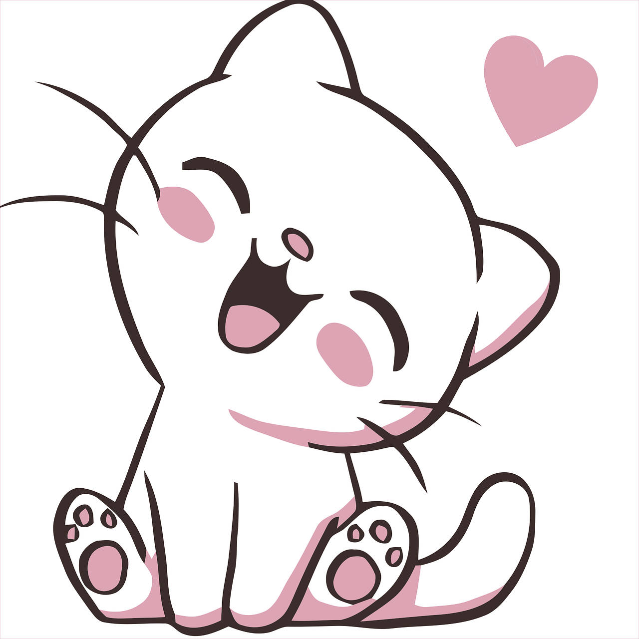 Super Cute Kawaii Cat Happily Smiling Background