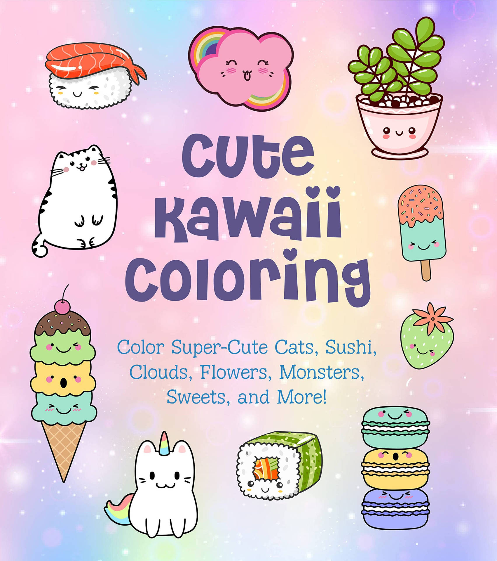 Super Cute Kawaii Coloring Book Cover Background
