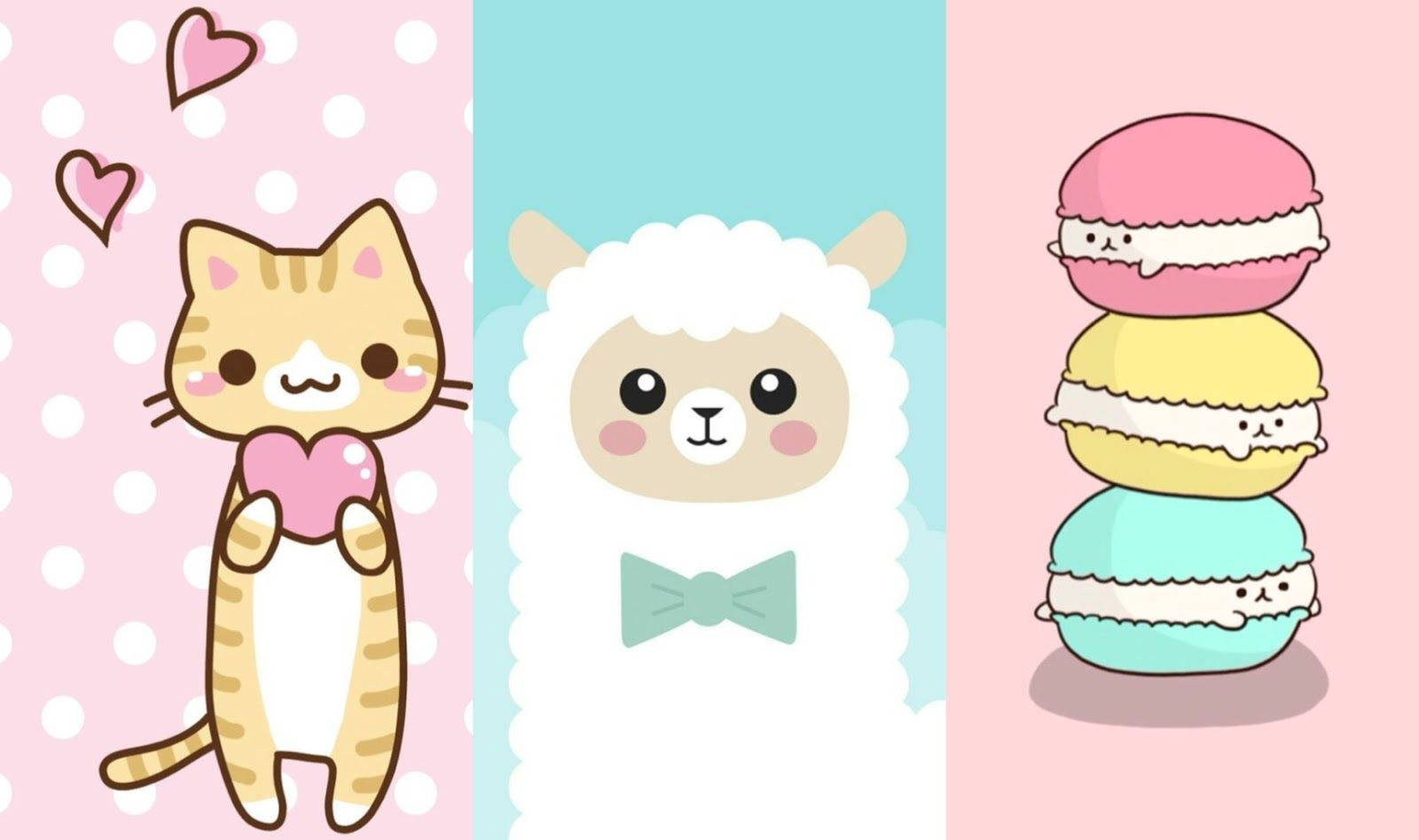 Super Cute Kawaii Pastel Characters Background
