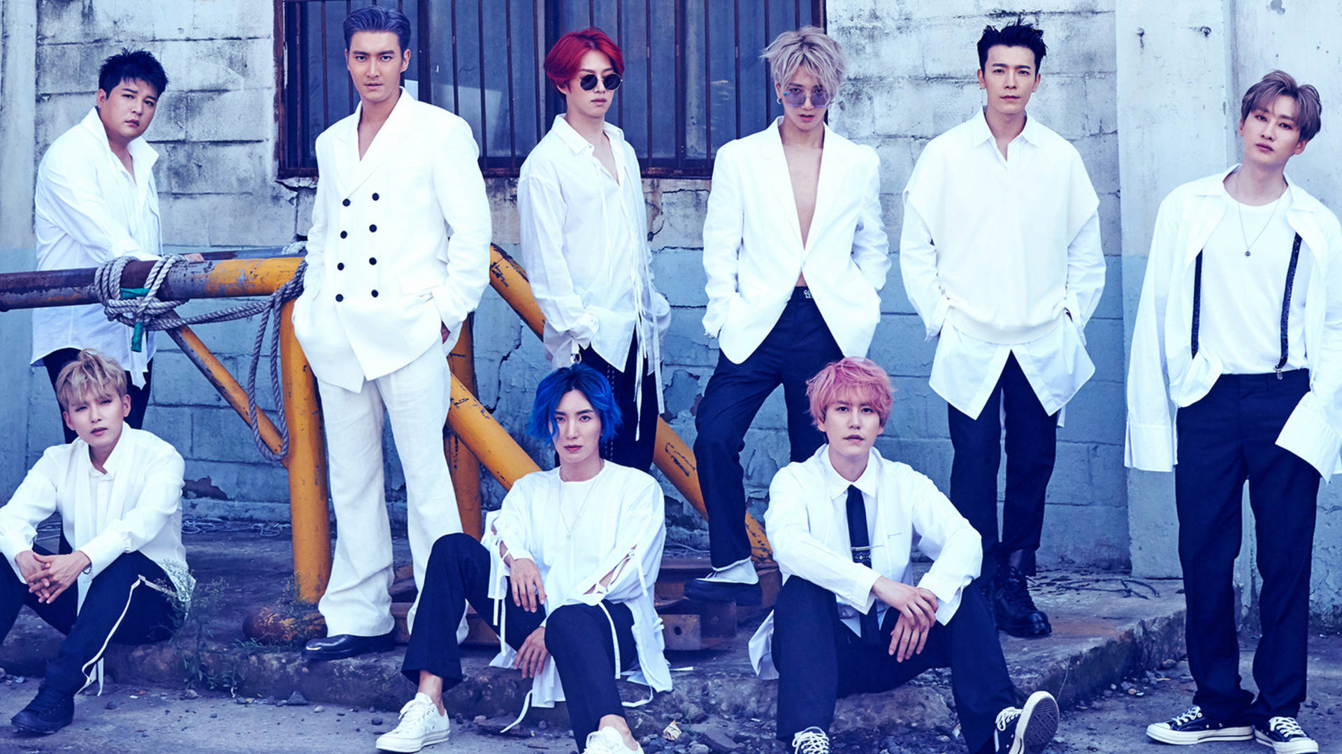Super Junior In White Outfits Background