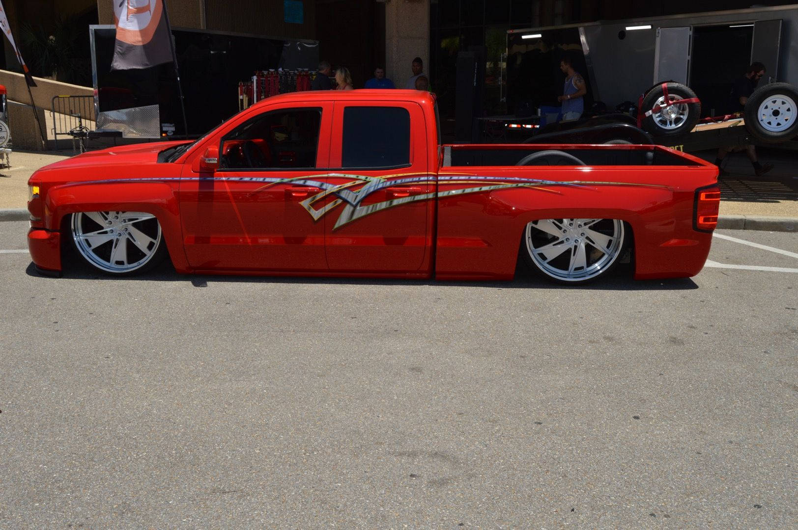 Super Low Red Dropped Truck
