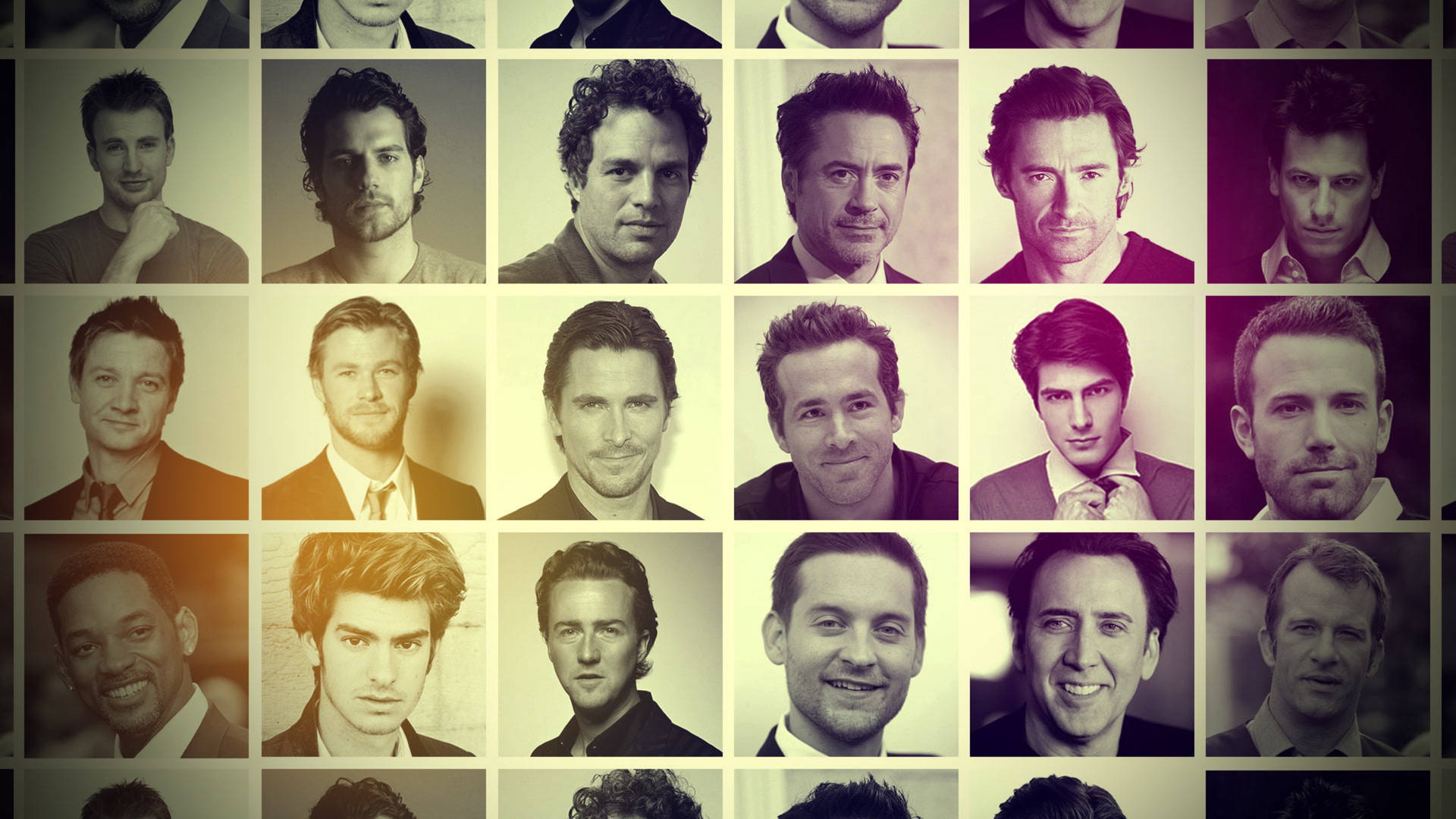 Super Male Hollywood Celebrities Collage Background