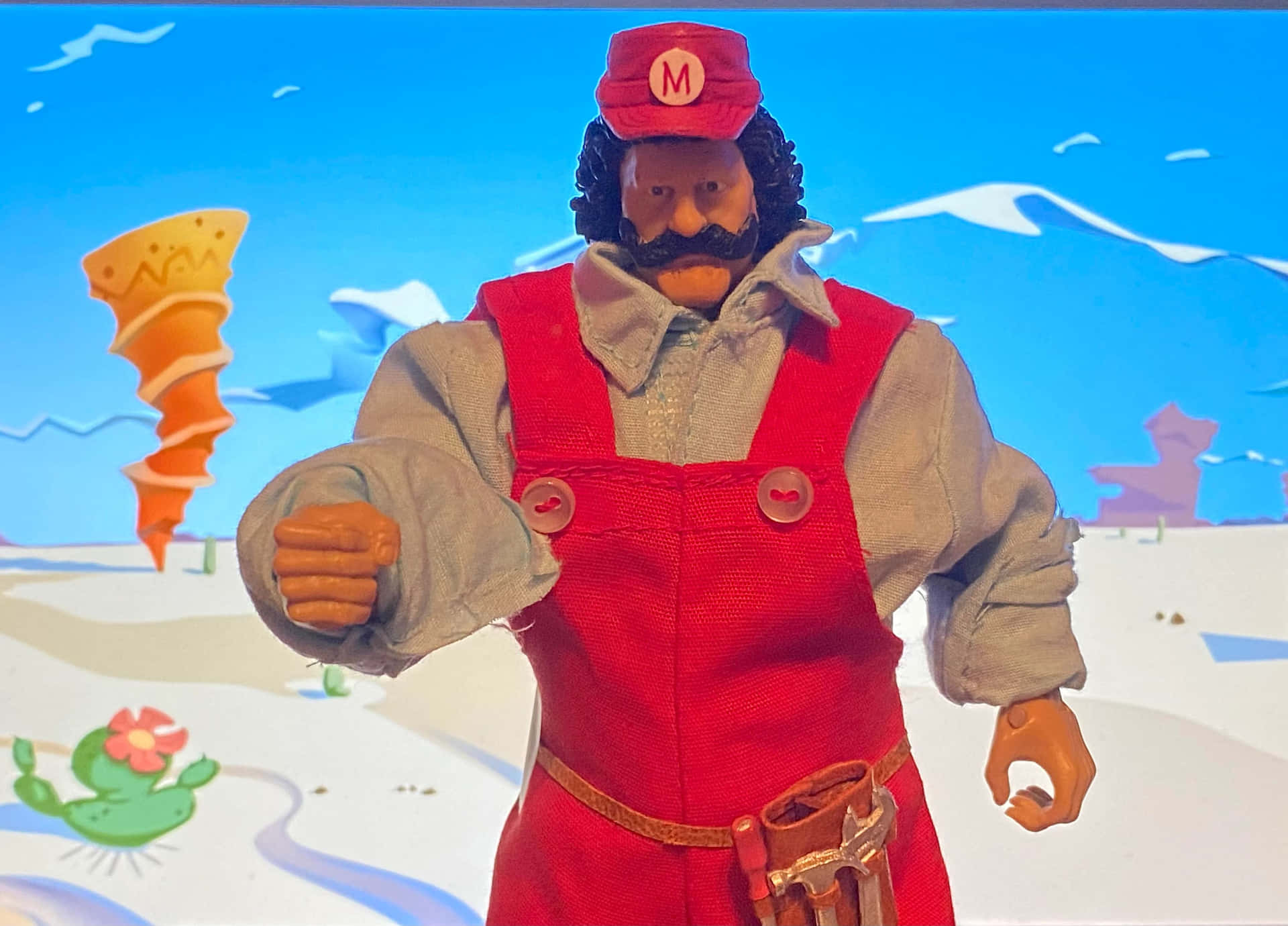 Super Mario Figure Snowy Backdrop Background