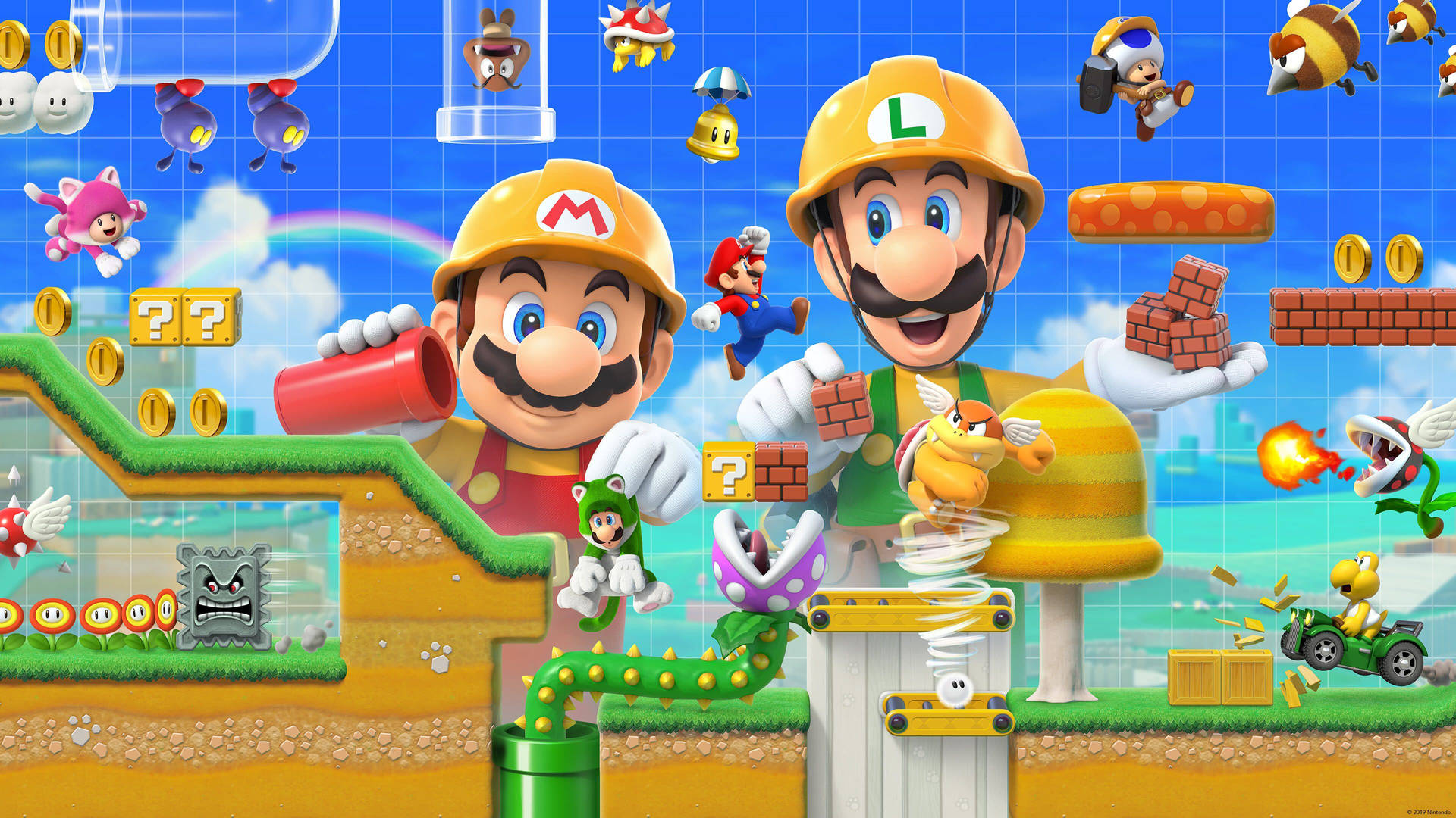 Super Mario Maker With Luigi Background