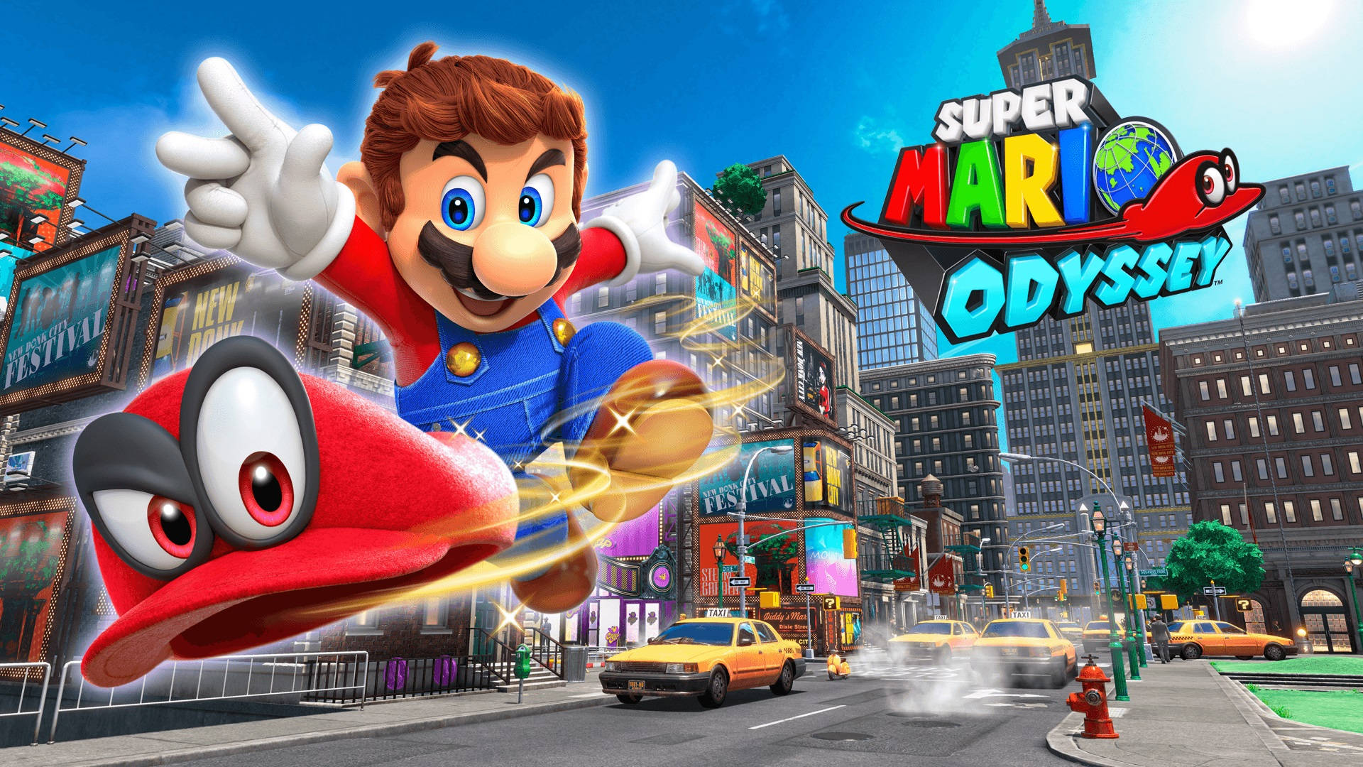 Super Mario Odyssey Mario And Cappy New Donk City Background