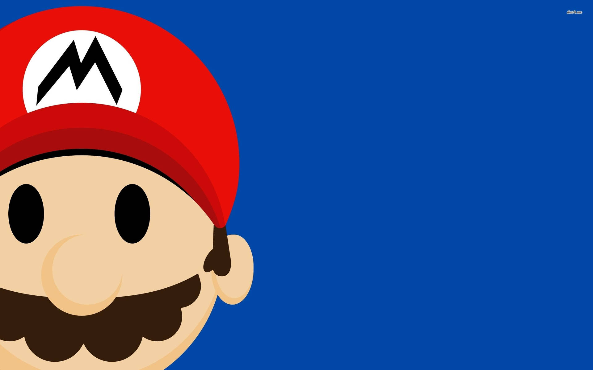 Super Mario On Plain Blue Background Background