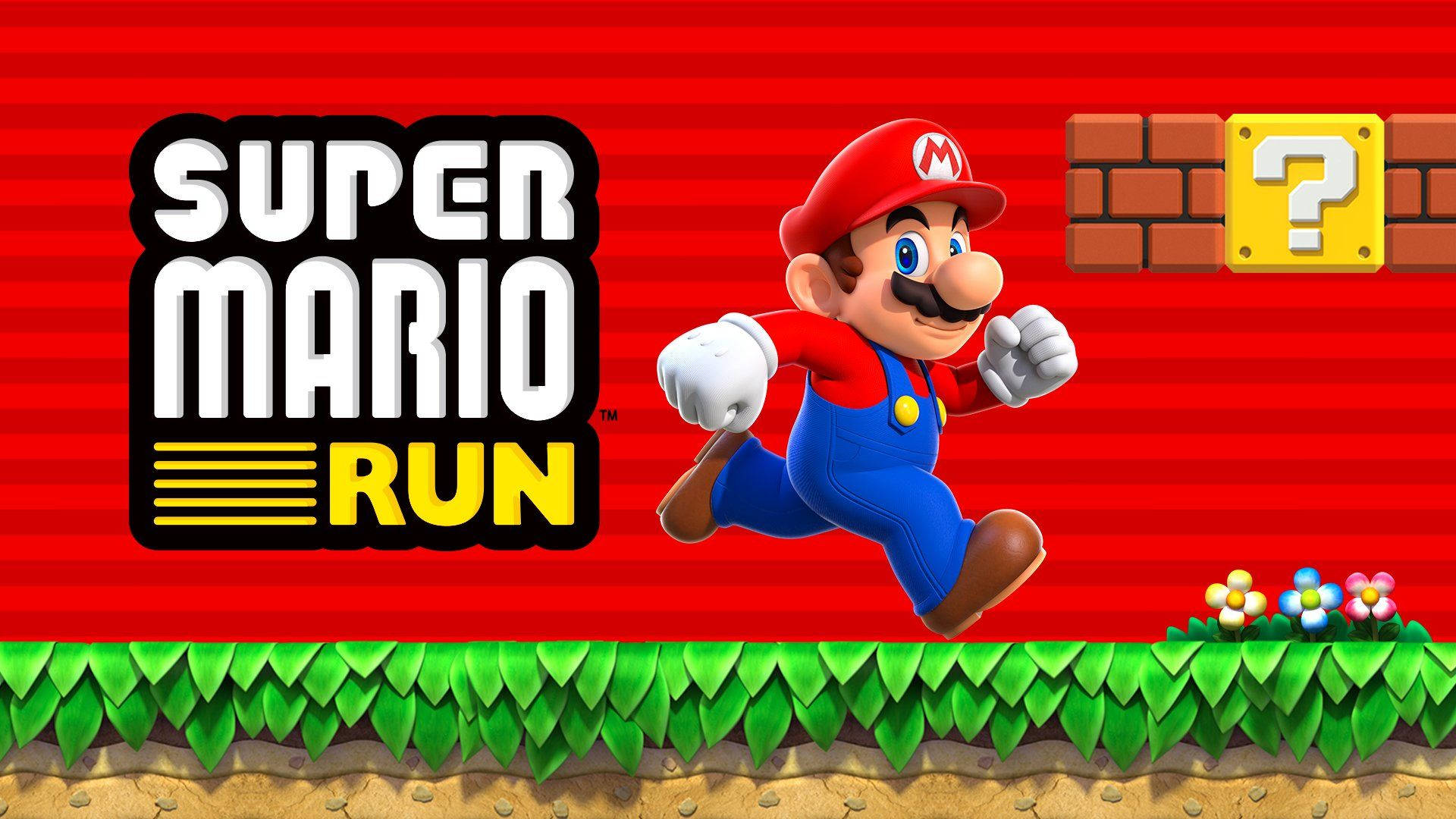 Super Mario Run On Red Background Background