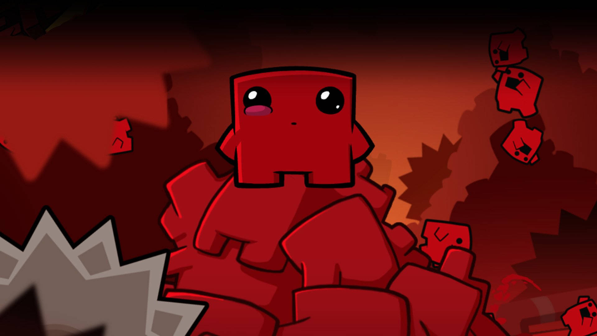 Super Meat Boy On Red Cubes Background