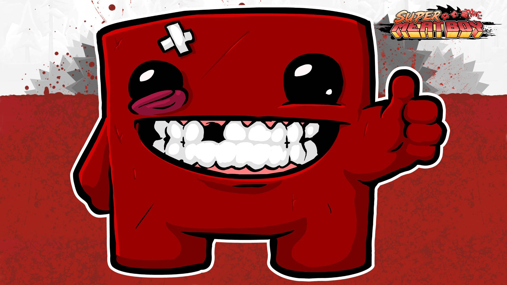 Super Meat Boy On Red Gray