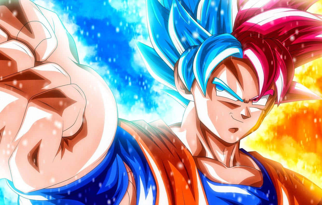 Super Saiyan Blue Goku Fierce Battle Stance Background