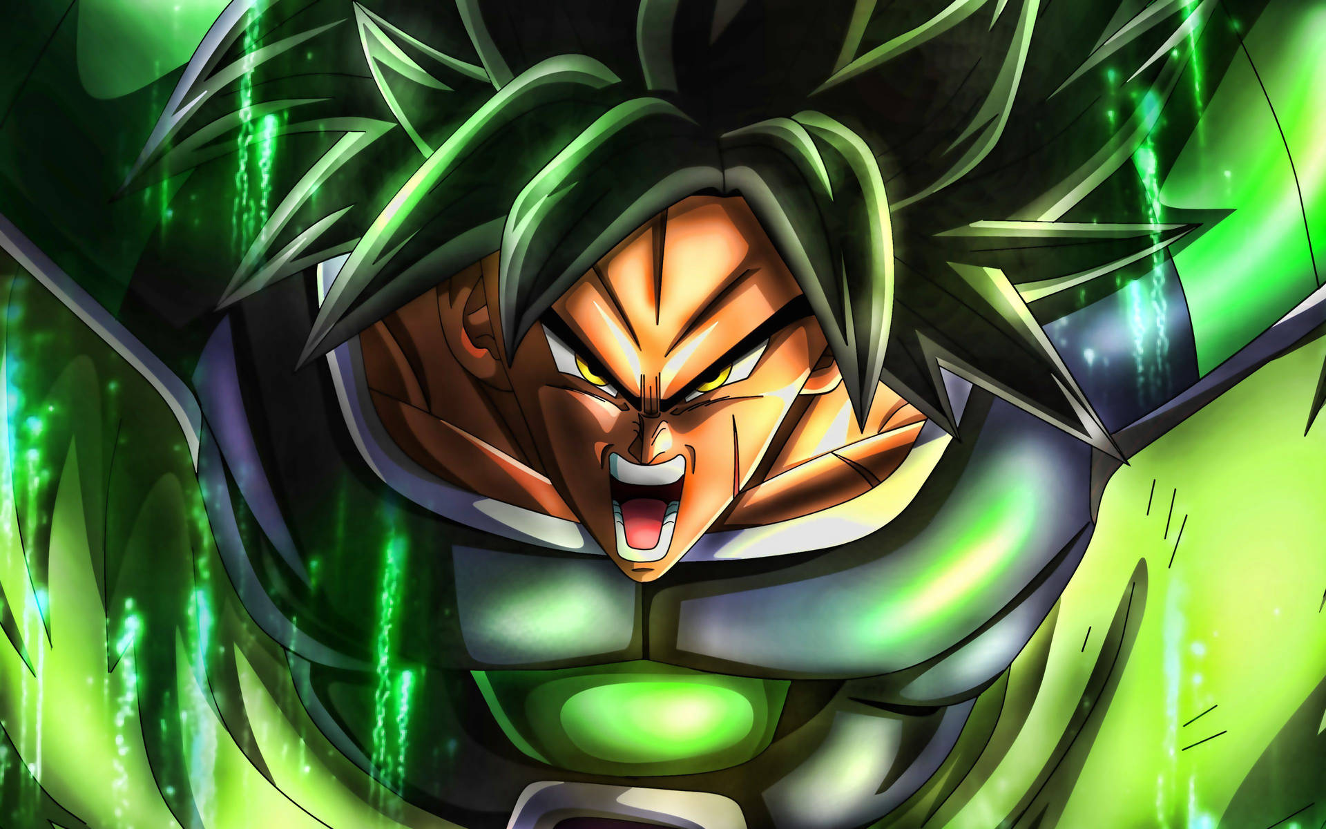 Super Saiyan Goku Green Fire Aura Background