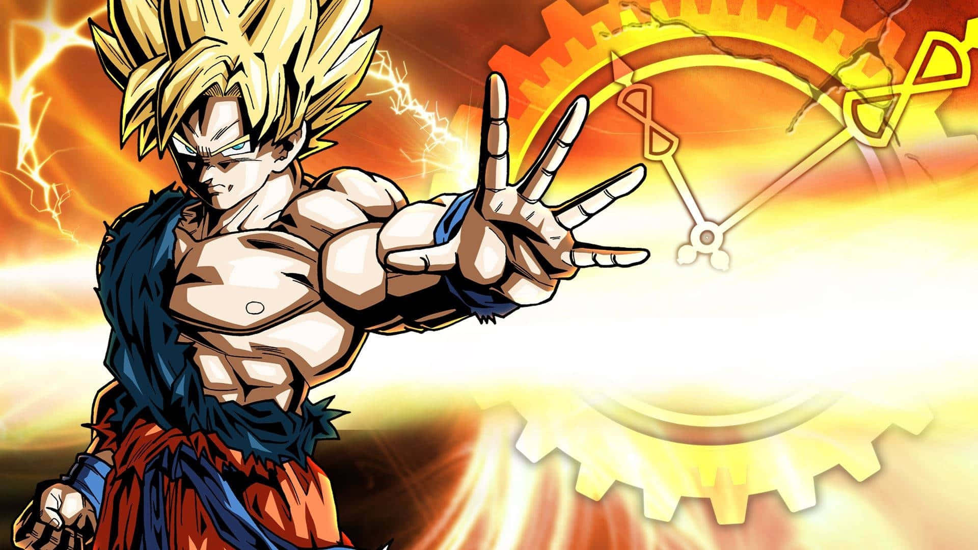 Super Saiyan Goku Unleashes A Powerful Display Of Energy. Background
