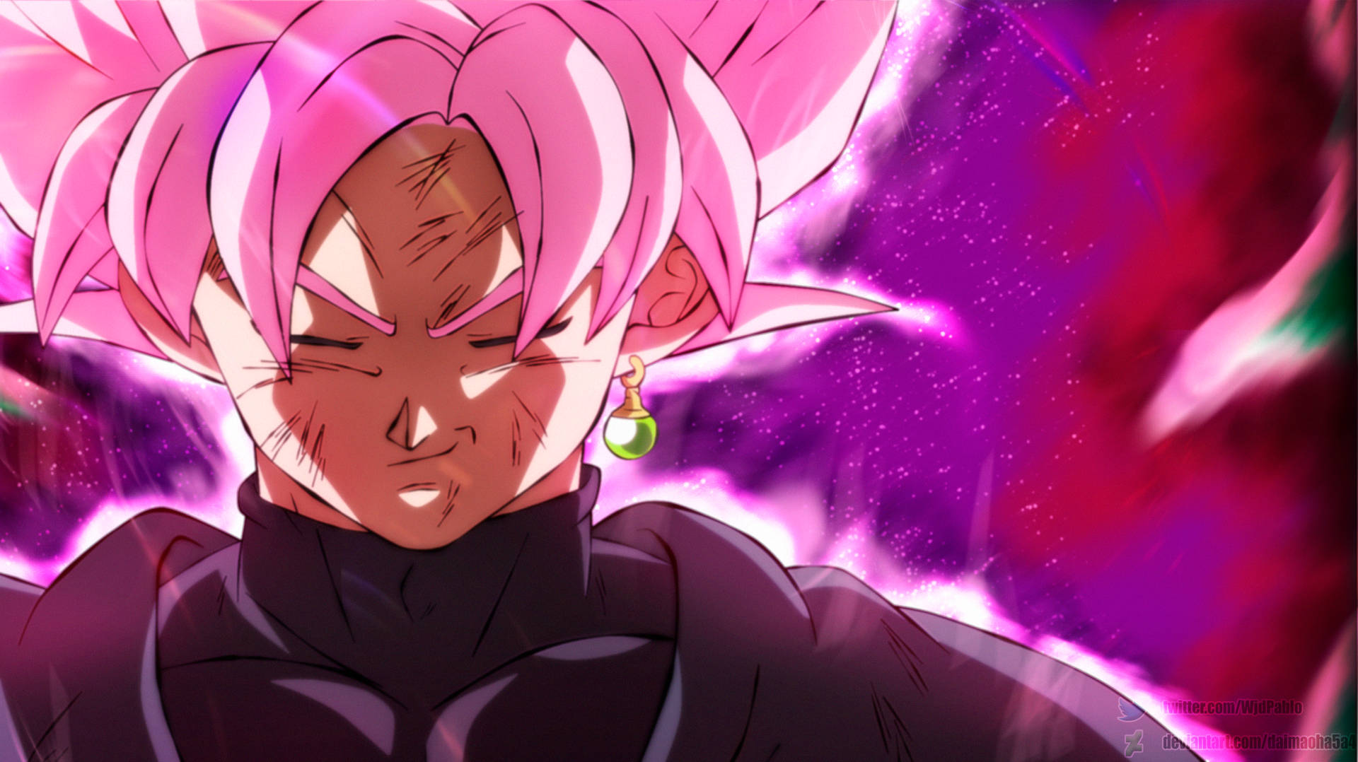 Super Saiyan Rose Goku Eyes Closed Background