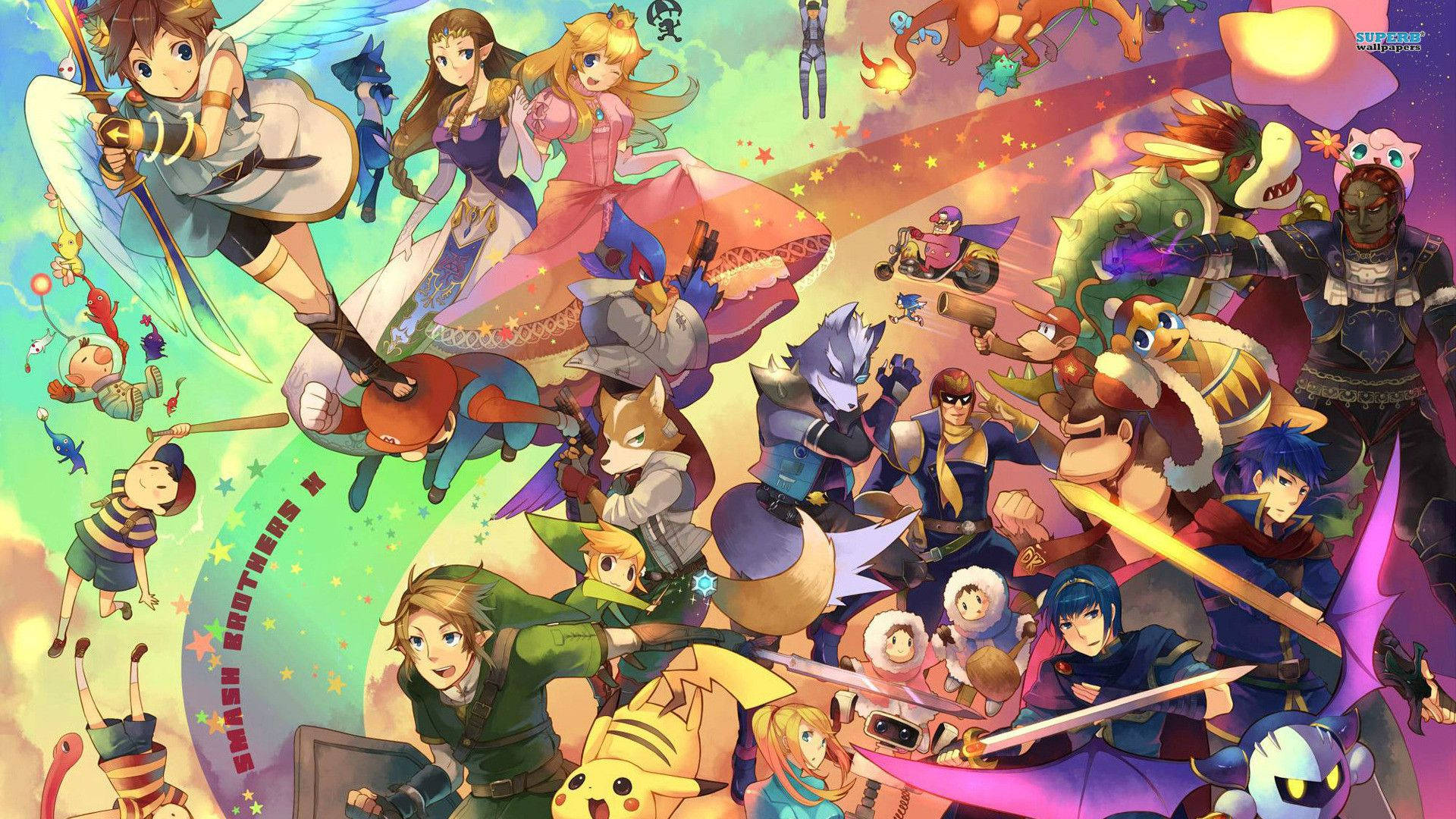 Super Smash Bros Ultimate Colorful Anime Background